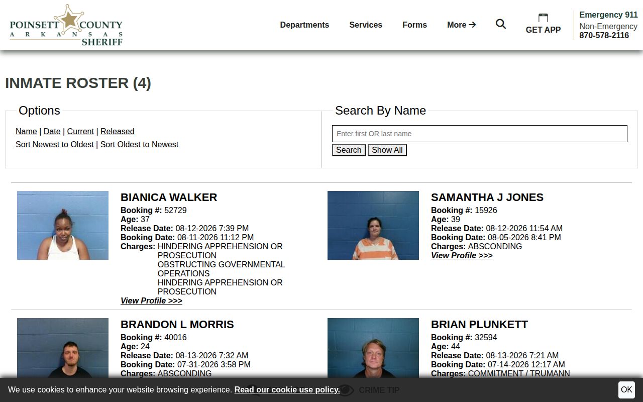 Poinsett County busted booking records in the official 48-hour release feed