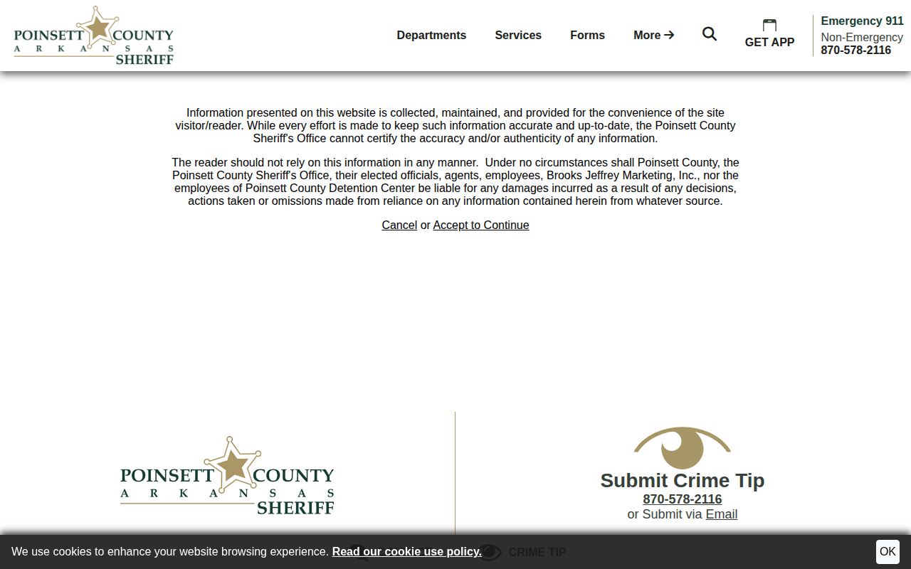 Poinsett County warrant check official search entry