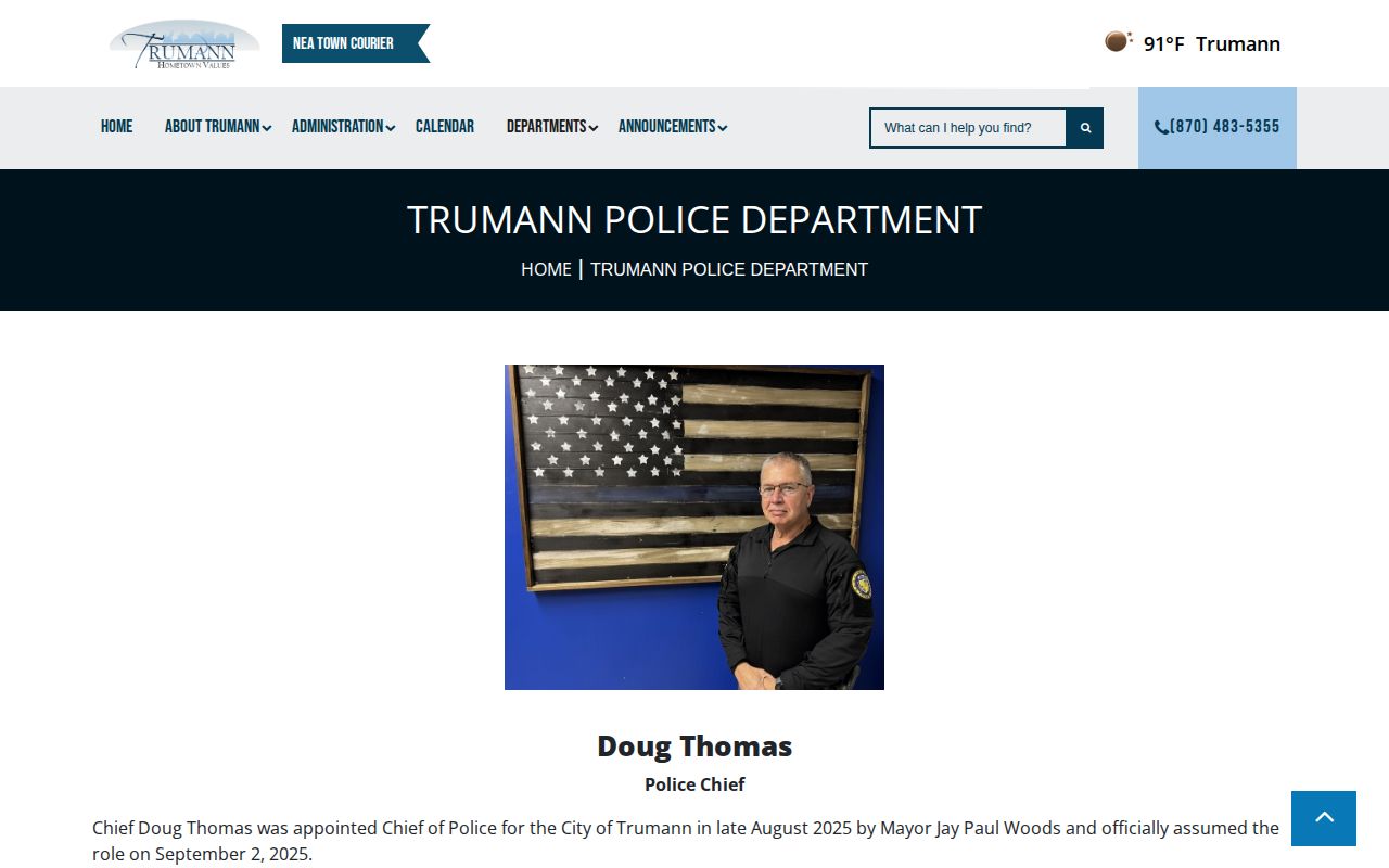 Trumann Police Department official arrest record contact page